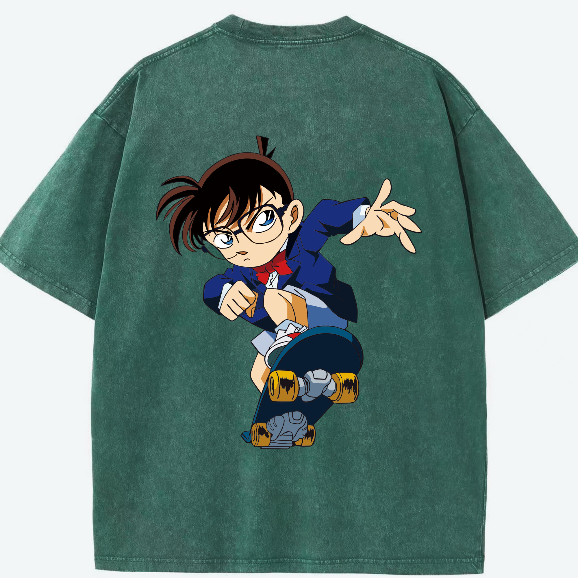 （画像用） 名探偵コナン 江戸川 コナン Detective Conan Conan Edogawa 綿100% ヴィンテージ風 半袖Tシャツ（背面プリント）